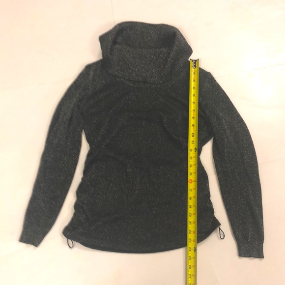 Michael Kors M Sweater Metallic Silver Cowl Neck Long Sleeve Toggles Rouchd side - Picture 3 of 7